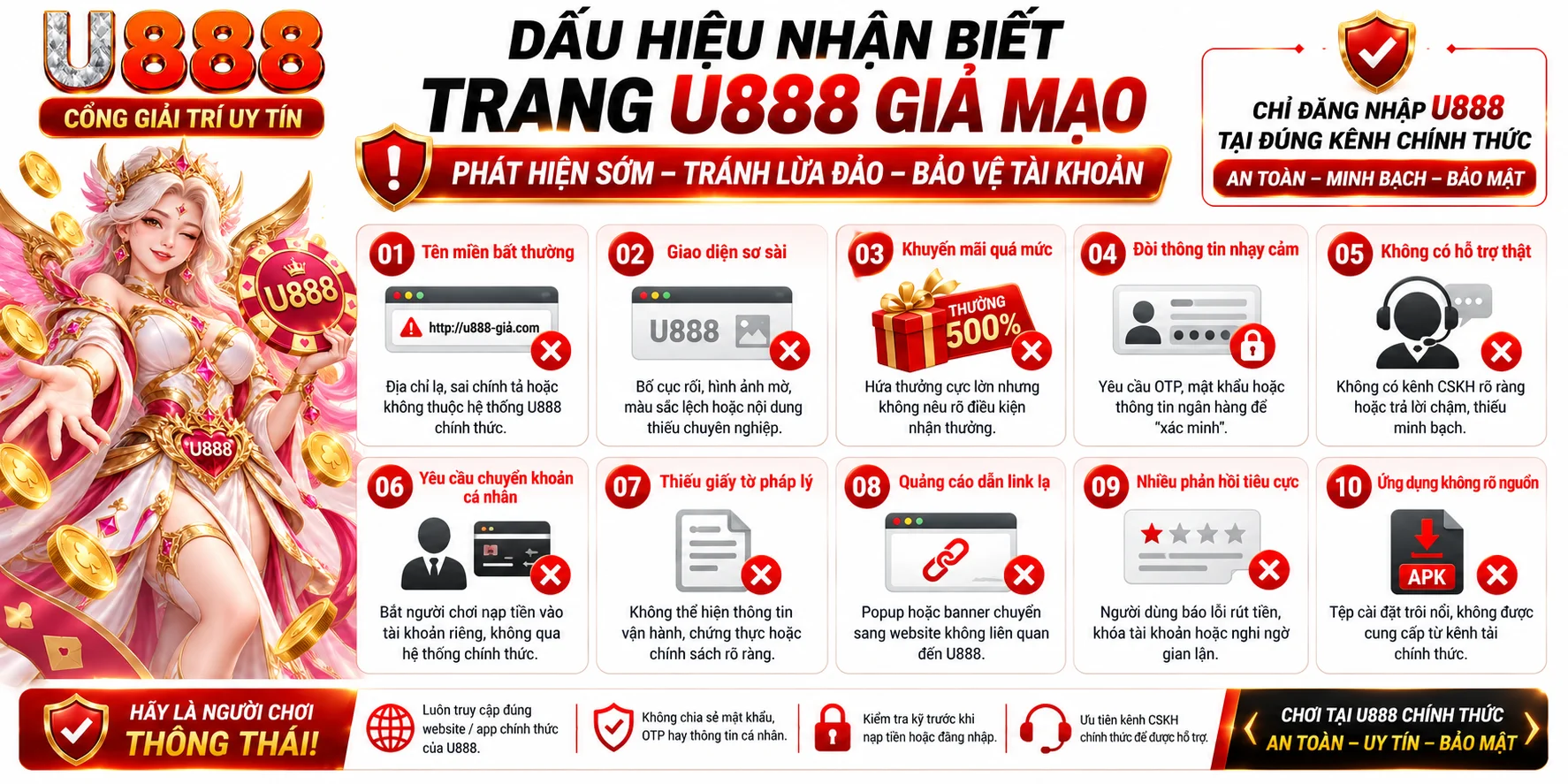 banner cảnh báo dấu hiệu lừa đảo từ nhà cái uy tín u888bs.com